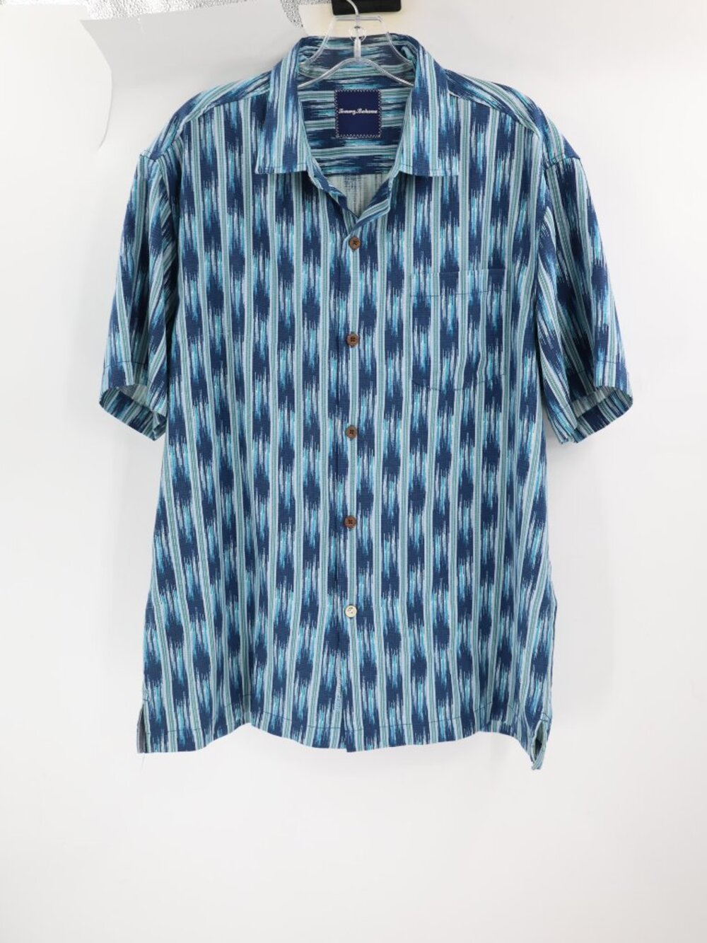 Tommy Bahama camp Shirt Men's Large Silk Blend Short Sleeve Button Up Casual